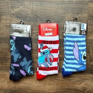 Disney Stitch Colorful Crew Socks Trio